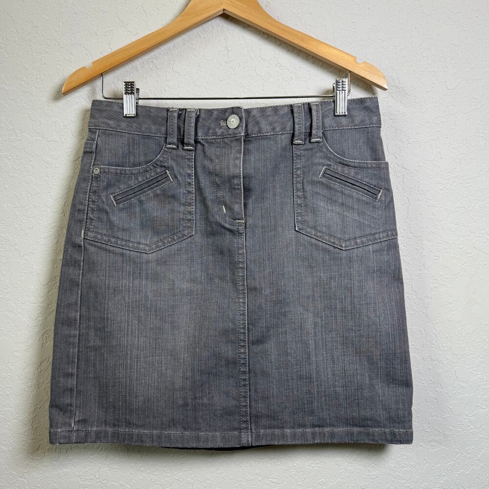 Ann Taylor Women's Gray Denim Mini Skirt with‎ Pockets Size 4